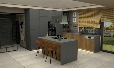 Mutfak dolabi dizayninda olculendirme, renk dengesi ve fonksiyonel kullanim cozumlerini yansitan tasarim.