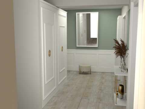 Vestiyer uygulamasinda giris alanina duzen, depolama ve estetik kazandiran mobilya cozumunu gosterir.